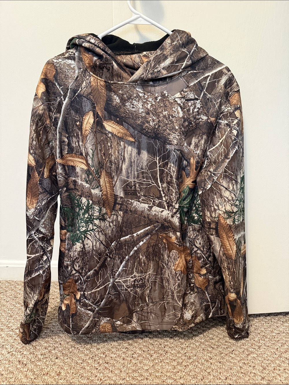 Realtree Camo Pullover Hoodie in Brown and Tan with Green Accents